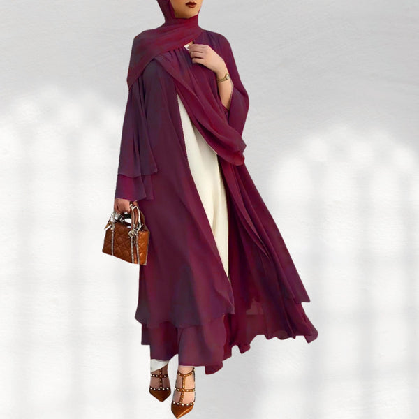 Ramadan Eid Mubarak Chiffon Open Abaya Kimono Dubai Turkey Islam Kaftan Muslim Dress