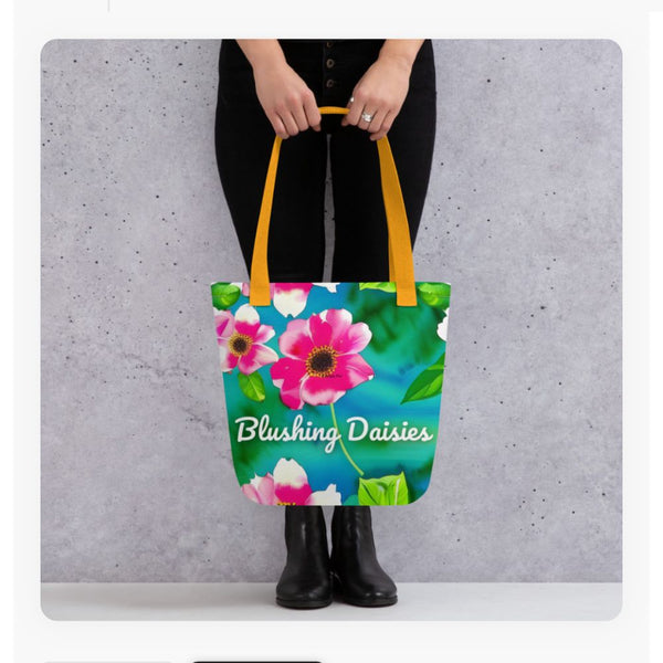 All-Over Print Large Tote Bag - Blushing Daisies (POD-B)