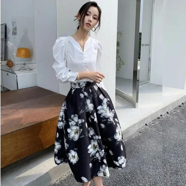 2024 New Collection Boho Style Women Clothing Vintage Elegant Long Pleated Skirt High Waist Paisley Patchwork Color C106