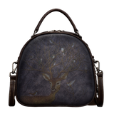 Retro Deer And Bird Hand-painted Leather Shoulder Bag