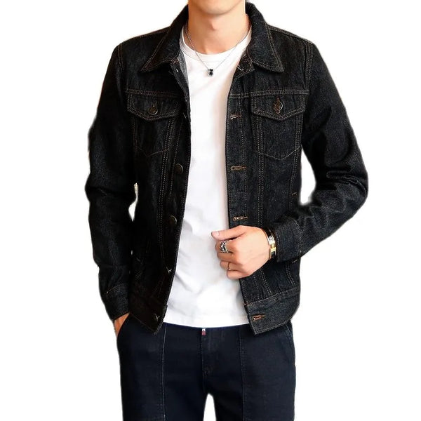 New Fashion Denim Jacket Men's Single Breasted Denim Jacket Men's Stand Collar Bomber Jacket and Coat Large Size M-4XL