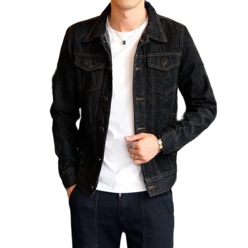 New Fashion Denim Jacket Men's Single Breasted Denim Jacket Men's Stand Collar Bomber Jacket and Coat Large Size M-4XL