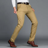 Mens Pants Cotton Casual  Stretch Male Trousers Man Long Straight High Quality 4 Colour Plus Size Pant