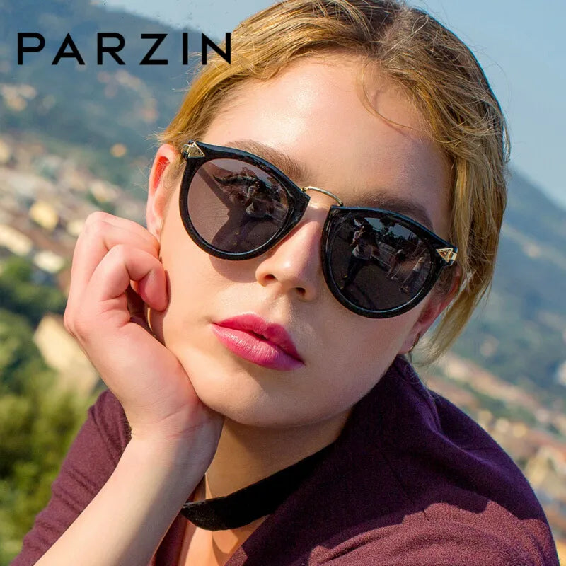 PARZIN Sunglasses Women Retro Round Sun Glasses Female Anti-UV400 Party Polarized Glasses With Original Case Gafas De Sol 9231