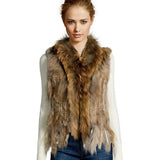 ZDFURS * high quality  hot sale knitted rabbit fur vest raccoon dog fur collar  knitted vest rabbit fur waistcoat   ZDKR-165005