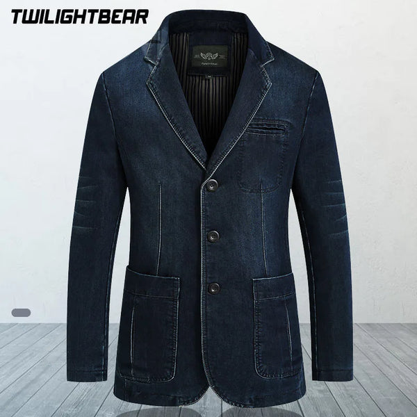 New Mens Denim Blazer Male Suit Jacket Oversized Fashion Cotton Vintage Blue Coat Denim Jacket Men Jeans Blazers