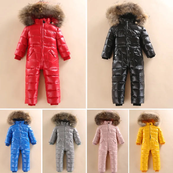 Russian Winter Snowsuit Boy Baby Jacket 80% Duck Down Outdoor Infant Clothes Girls Climbing For Boys Kids Jumpsuit 2~5y