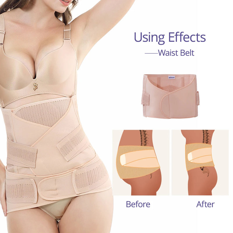 Sunveno 3in1 Belly/Abdomen/Pelvis Postpartum Belt Body Recovery Shapewear Waist Cincher Belly Bands Pregnancy Maternity Clothing