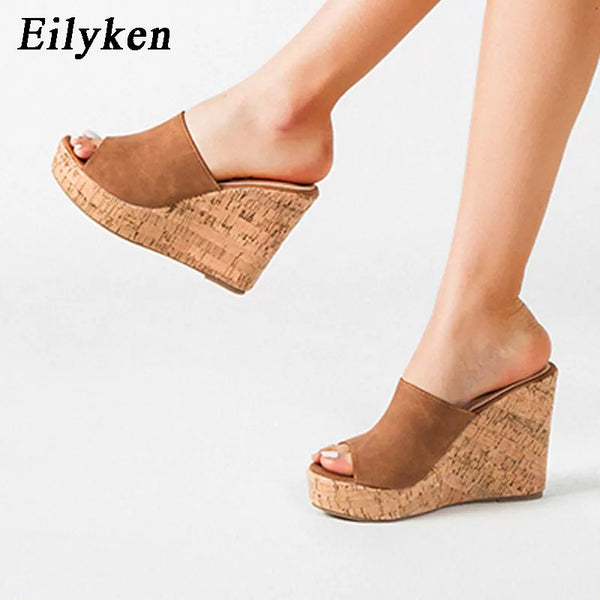 Eilyken 2024 New Summer Casual Cozy Platform Wedges Heels Slippers Ladies Fashion Open Toe Roman Women's Sandals Shoe Size 36-43