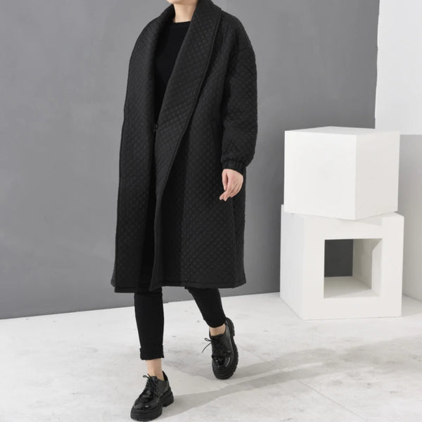 LANMREM 2024 European Highest Quality Jacket Winter Women Oversized Loose Black Windbreaker Long Trench Coat