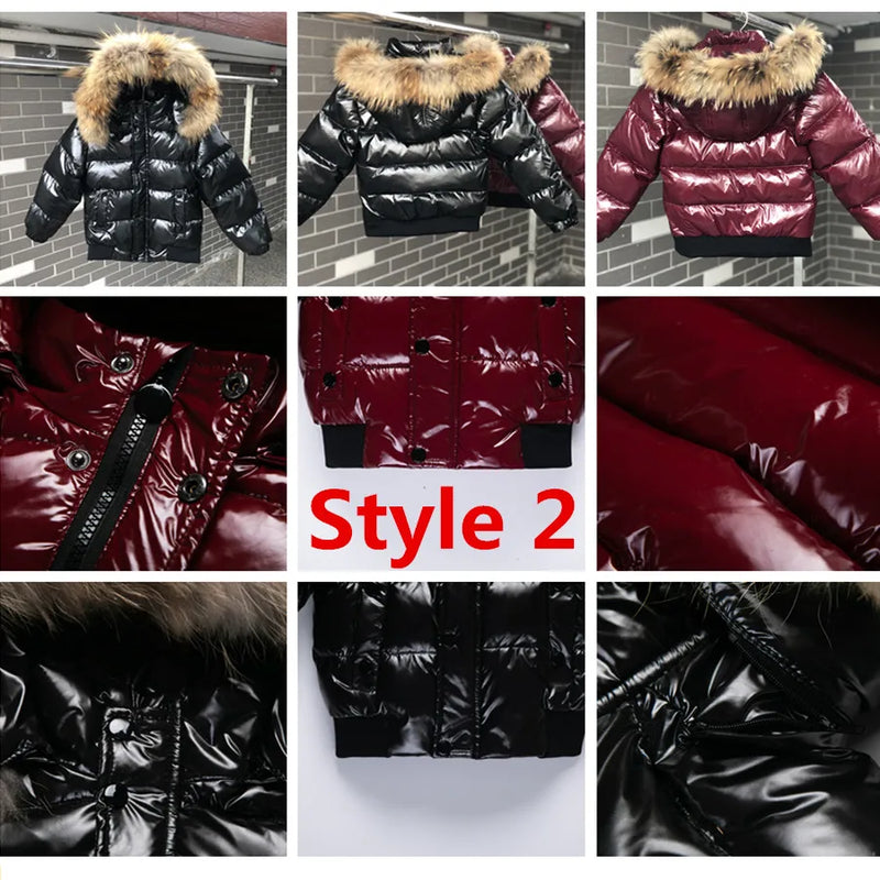 Black Winter Jacket Parka For Boys Winter Coat 90% Down Girls Jackets Children's Clothing Snow Wear Kids Outerwear Boy Clothes