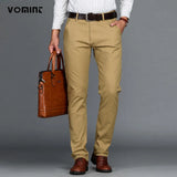 Mens Pants Cotton Casual  Stretch Male Trousers Man Long Straight High Quality 4 Colour Plus Size Pant