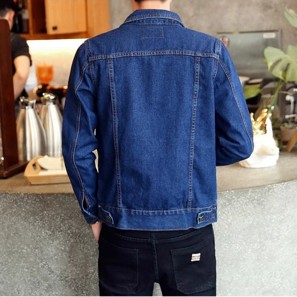 Mens Denim Jackets Slim Fit Mens Jeans Jacket Cotton Outwear Coat Long Sleeve Hole Male Clothing