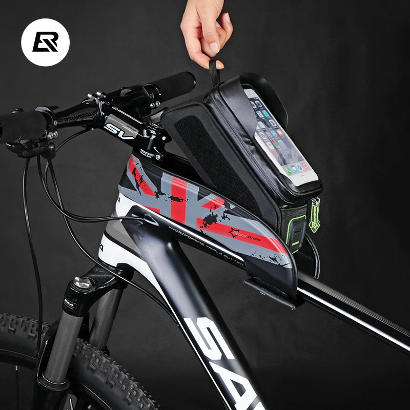 ROCKBROS Bicycle Frame Front Tube Waterproof Bike Bag Touch Screen Bike Saddle Package For 5.8 /6 in Cell Phone Bike Accessories