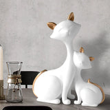 Resin Cat Figurines Miniatures Decorative Animals Desktop Gift Cat Statue Ornaments Home Decoration Casa Living Room Accessories