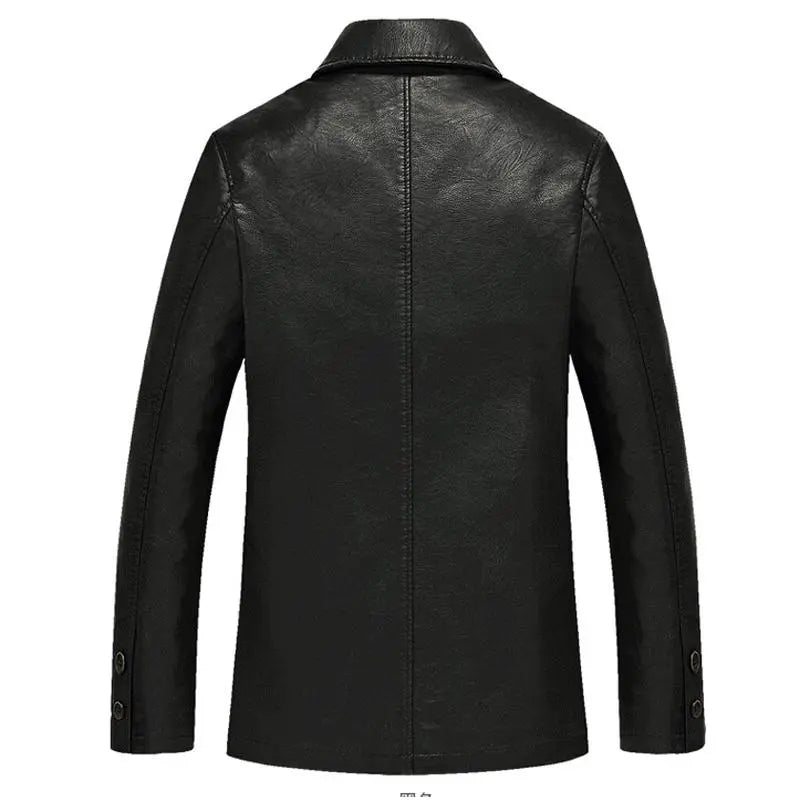 Leather Jacket Men Soft PU Leather Jacket Male Business Casual Coats