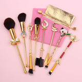 8pcs/Set Online Game Makeup Brushes Set Soft Hair Bright Gold Foundation Concealer Eye Shadow Brushes Magic Girl Makeup Brush