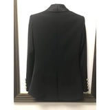 HIGH STREET Newest Fashion 2024 Designer Blazer Women's Shawl Collar Double Breasted Metal Buttons Belt Blazer Jacket