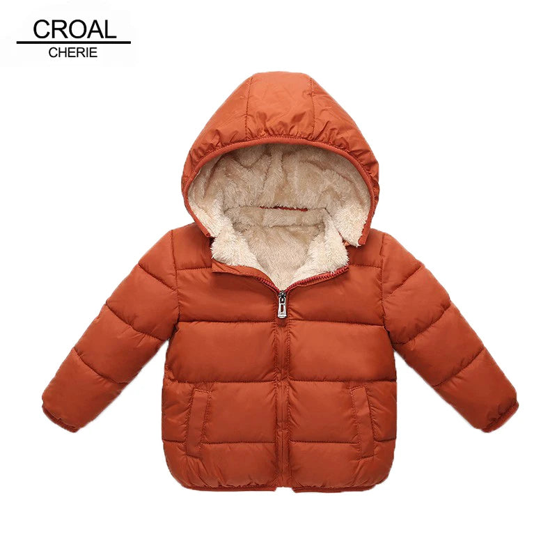 CROAL CHERIE Children's Parkas Winter Jacket For Girl Boys Winter Coat Kids Warm Thick Velvet Hooded Baby Coats Outerwear 90-130