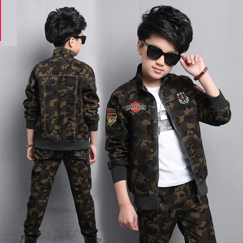 Male Child Clothing Autumn Set Camouflage Cotton 100% Sports Sets Child Spring Boy Long-sleeve + Pants 2pcs