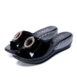 GKTINOO Genuine Leather Slippers 2024 New Fashion Antiskid Summer Shoes Women's Bowknot Rhinestone Sandals