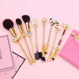 8pcs/Set Online Game Makeup Brushes Set Soft Hair Bright Gold Foundation Concealer Eye Shadow Brushes Magic Girl Makeup Brush