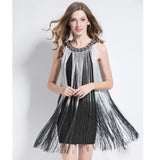 Great Gatsby Ombre Metal Chain Halter Black 1920s Fringe Flapper Charleston Dress Robe Sexy Party Bodycon Club Dress Vestido