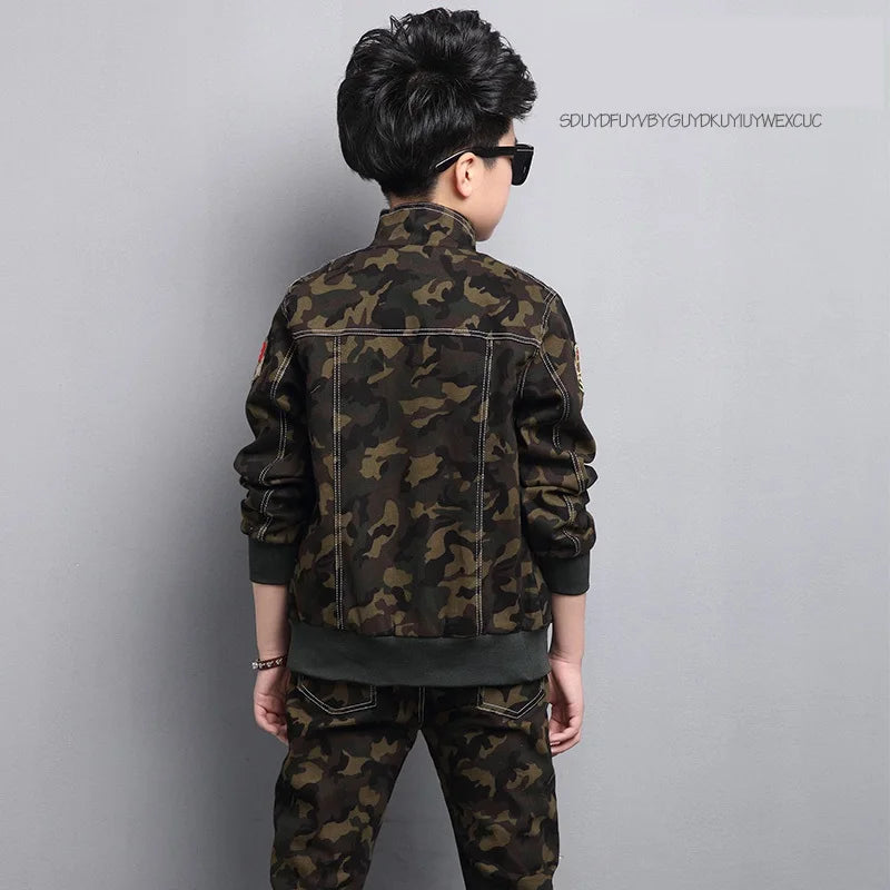 Male Child Clothing Autumn Set Camouflage Cotton 100% Sports Sets Child Spring Boy Long-sleeve + Pants 2pcs