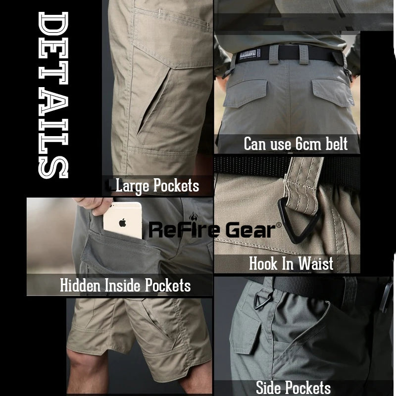 Summer Militar Waterproof Tactical Cargo Shorts Men Camouflage Army Military Short Male Pockets Cotton Rip-stop Casual Shorts