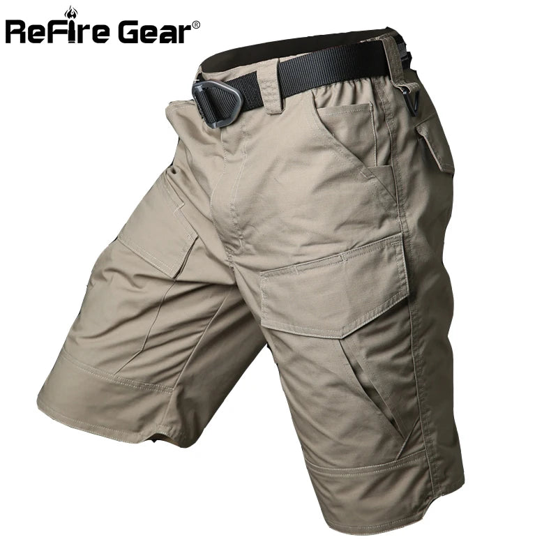 ReFire Gear Summer Rip-stop Tactical Military Shorts Men Waterproof Camouflage Cargo Shorts Casual Loose Cotton Camo Army Shorts