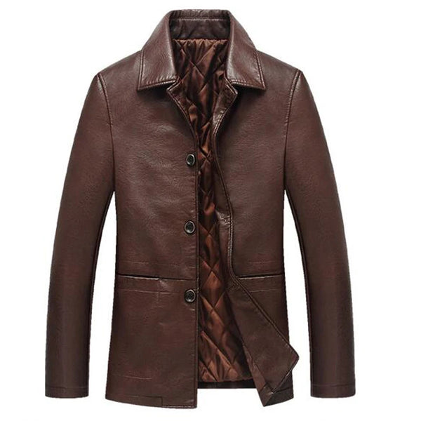 Leather Jacket Men Soft PU Leather Jacket Male Business Casual Coats