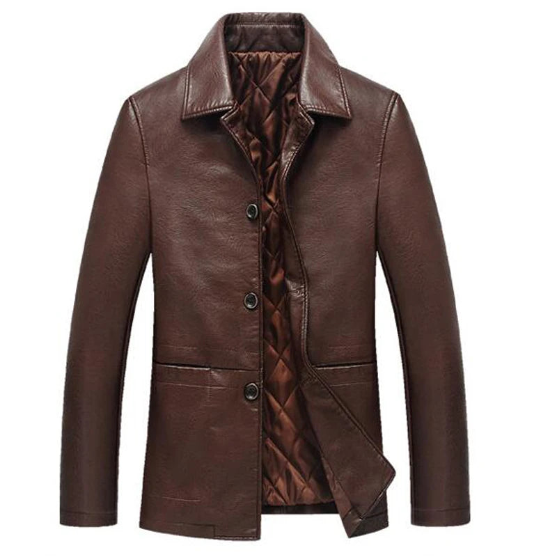 Leather Jacket Men Soft PU Leather Jacket Male Business Casual Coats