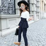 2024 Spring School Kids Set Striped Outfits Top Shirts & Pants Suits Girl Clothing Sets Patchwork Teen Clothes For Girls Autumn