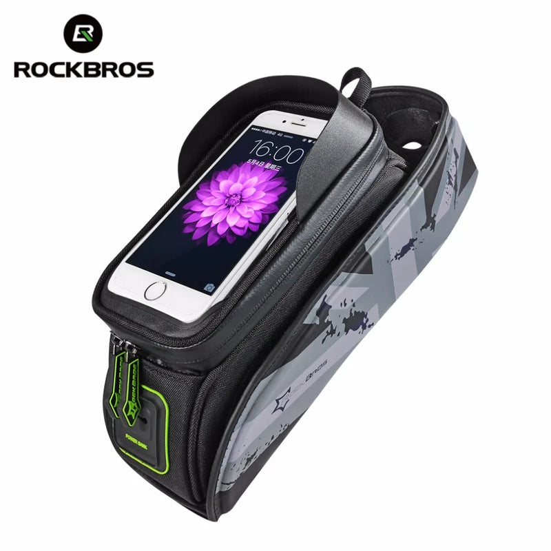 ROCKBROS Bicycle Frame Front Tube Waterproof Bike Bag Touch Screen Bike Saddle Package For 5.8 /6 in Cell Phone Bike Accessories