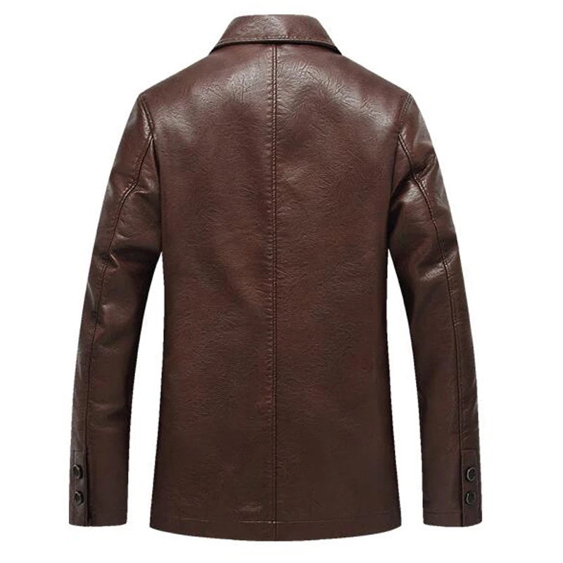 Leather Jacket Men Soft PU Leather Jacket Male Business Casual Coats