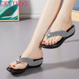 GKTINOO 2024 Summer Platform Flip Flops Fashion Beach Shoes Woman Anti-slip Genuine Leather Sandals Women Slippers Shoe