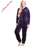 Winter Warm Pajamas Women Onesies Fluffy Fleece Jumpsuits Sleepwear Plus Size Hooded Stitch Pajamas Onesie For Women Adult