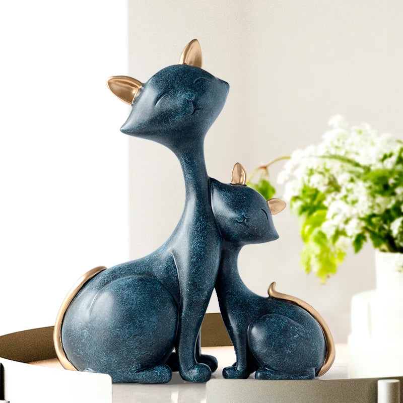 Resin Cat Figurines Miniatures Decorative Animals Desktop Gift Cat Statue Ornaments Home Decoration Casa Living Room Accessories