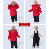 IYEAL Russia Winter Children Clothing Set for Infant Boys Down Cotton Coat +Jumpsuit Windproof Ski Suit Kids Baby Clothes