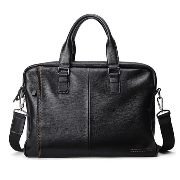 2024 New Natural Cowskin 100% Genuine Leather Men's Briefcase Fashion Large Capacity Business bag Black Male Shoulder Laptop Bag