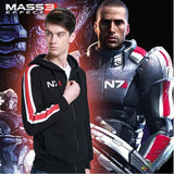 Cosplay N7 Mass Effect Zip Up Hoodie Men Black Anime Hooded Sweatshirt Women Embordery Fleece Thick Warm Sweetshirt Streetwear