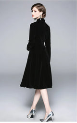 ZUOMAN Women Autumn & Winter Elegant Velvet Dress Festa High Quality Vintage Party Robe A-Line Designer Black Vestidos