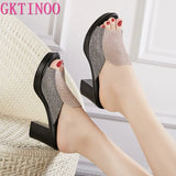 GKTINOO Women's Slippers Sandals 2024 Summer 8cm High Heels Women Shoes Woman Slippers Summer Sandals Fashion Shoes