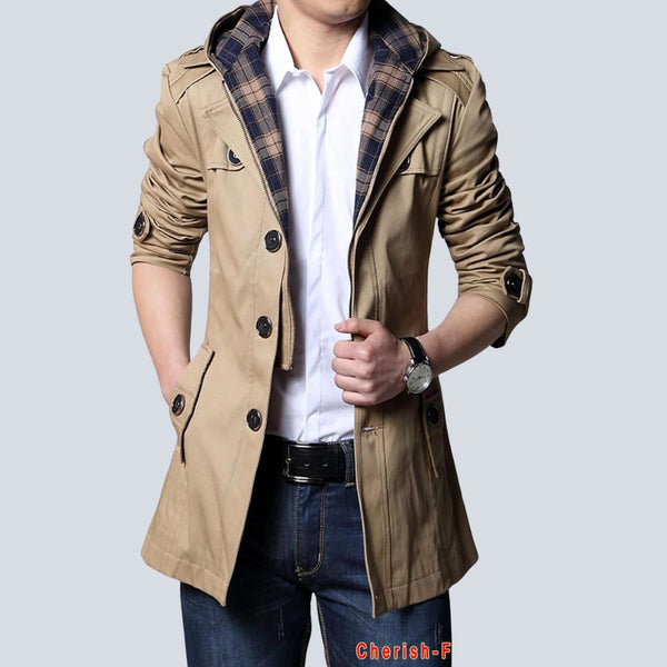 Fashion Outwear Long Coat Men Trench Plus Size Male Clothing Slim Fit