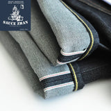 SauceZhan 316XX Casual  Selvedge Jeans Raw Denim Jeans Unwashed  Selvage Indigo Denim Jeans Straight  Mens Jeans