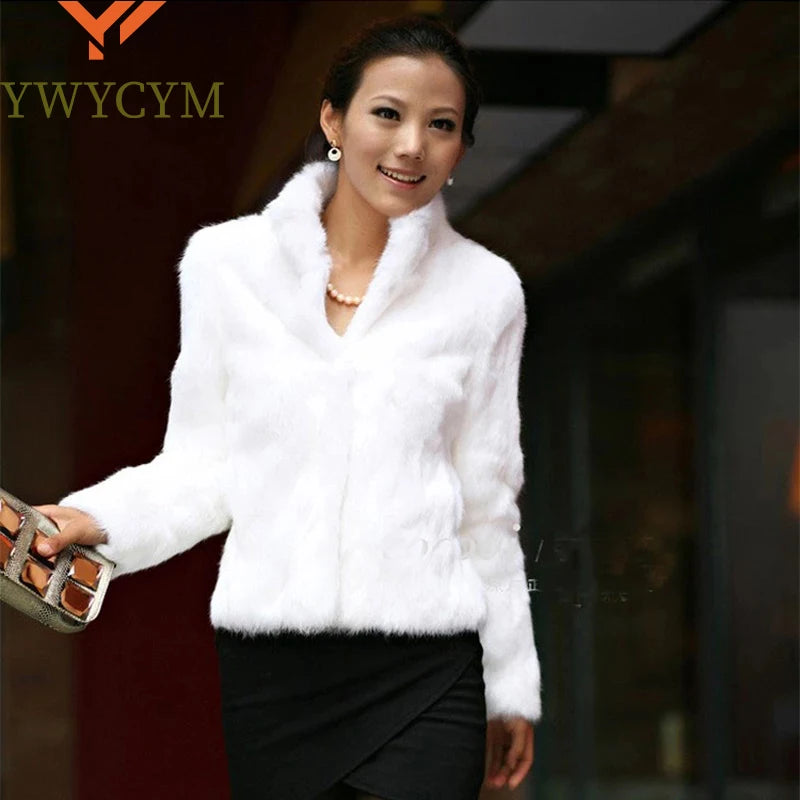 Luxury Hot Sale Winter Women Real Rabbit Fur Coat Natural Warm Rabbit Fur Jacket Lady Fashion 100% Genuine Real Rabbit Outerwear