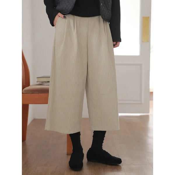 Corduroy Cotton Oversize Pants Elastic High Waist Wide Leg Baggy Trousers Korean Japanese Streetwear Sports Pants For Women