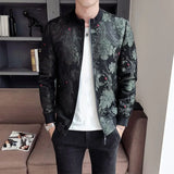 2024 Spring Bomber Jacket Men Slim Fit Jacquard Jackets Coat Masculina Black Green Men's Casual Baseball Uniform Pilot Jacket