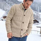 Autumn and Winter New Men's Europe and The United States Men's Sweater Solid Color Heavy Industry Twist Cardigan Coat