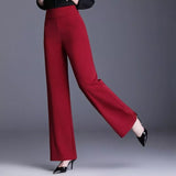 Office Lady All Season New All-match Woman Wide Leg Pants Oversize 6XL High Waist Elastic Solid Korean Fashion Straight Trousers